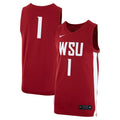 Nike #1 Crimson Washington State Cougars Logo Replica Basketball Jersey