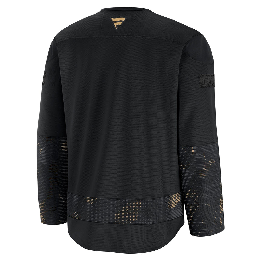 Detroit Red Wings Fanatics Black 2024 Military Appreciation Practice Jersey
