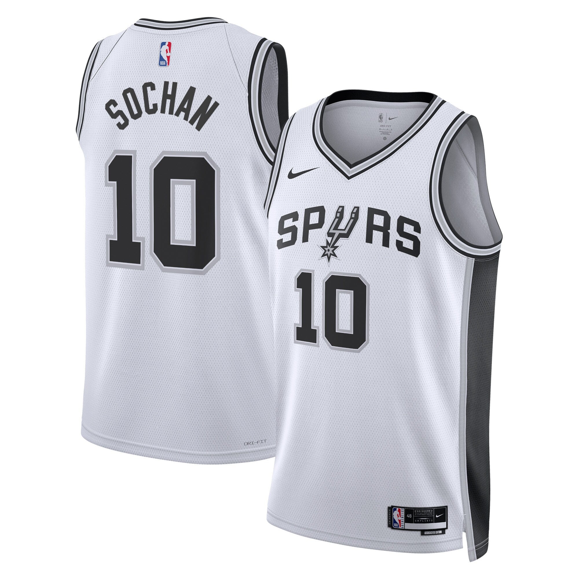 San Antonio Spurs Nike Association Edition Swingman Jersey - White - Jeremy Sochan