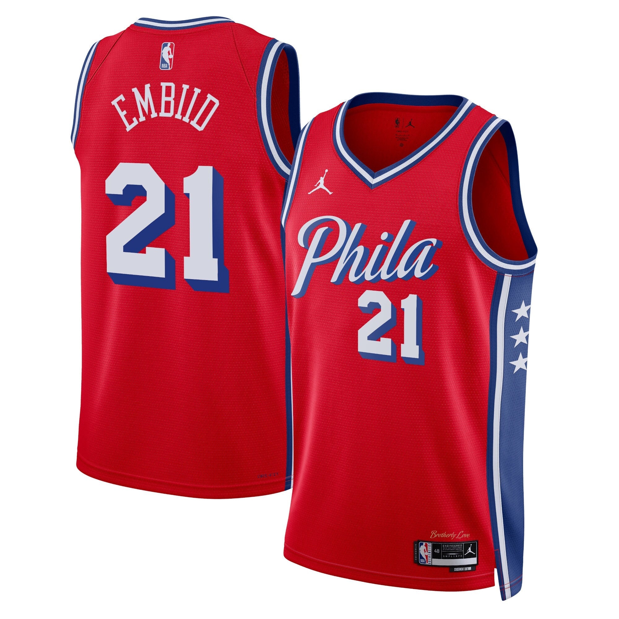 Philadelphia 76ers Jordan Statement Edition Swingman Jersey - Red - Joel Embiid