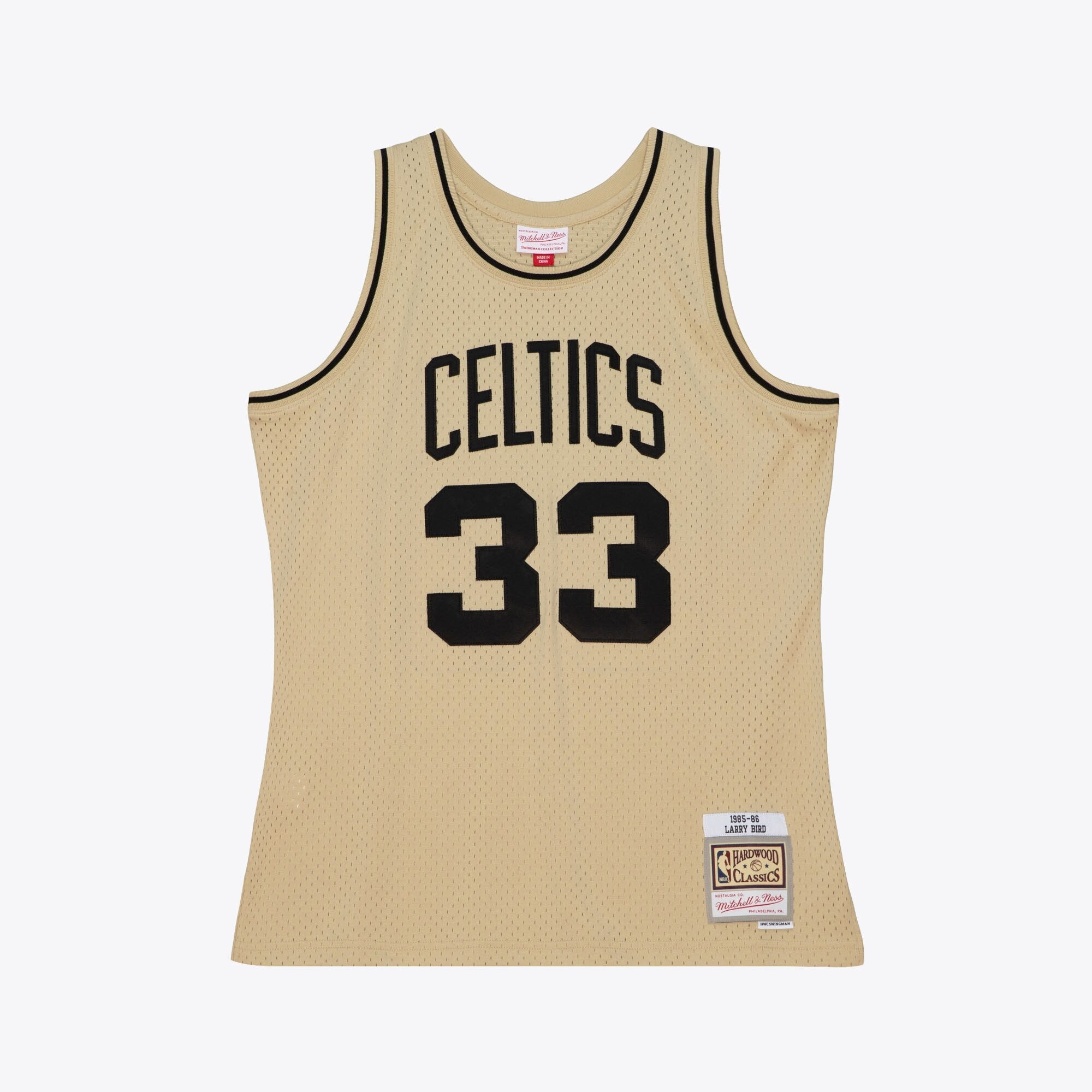 Boston Celtics Mitchell & Ness Larry Bird 1985 Swingman Jersey - Khaki