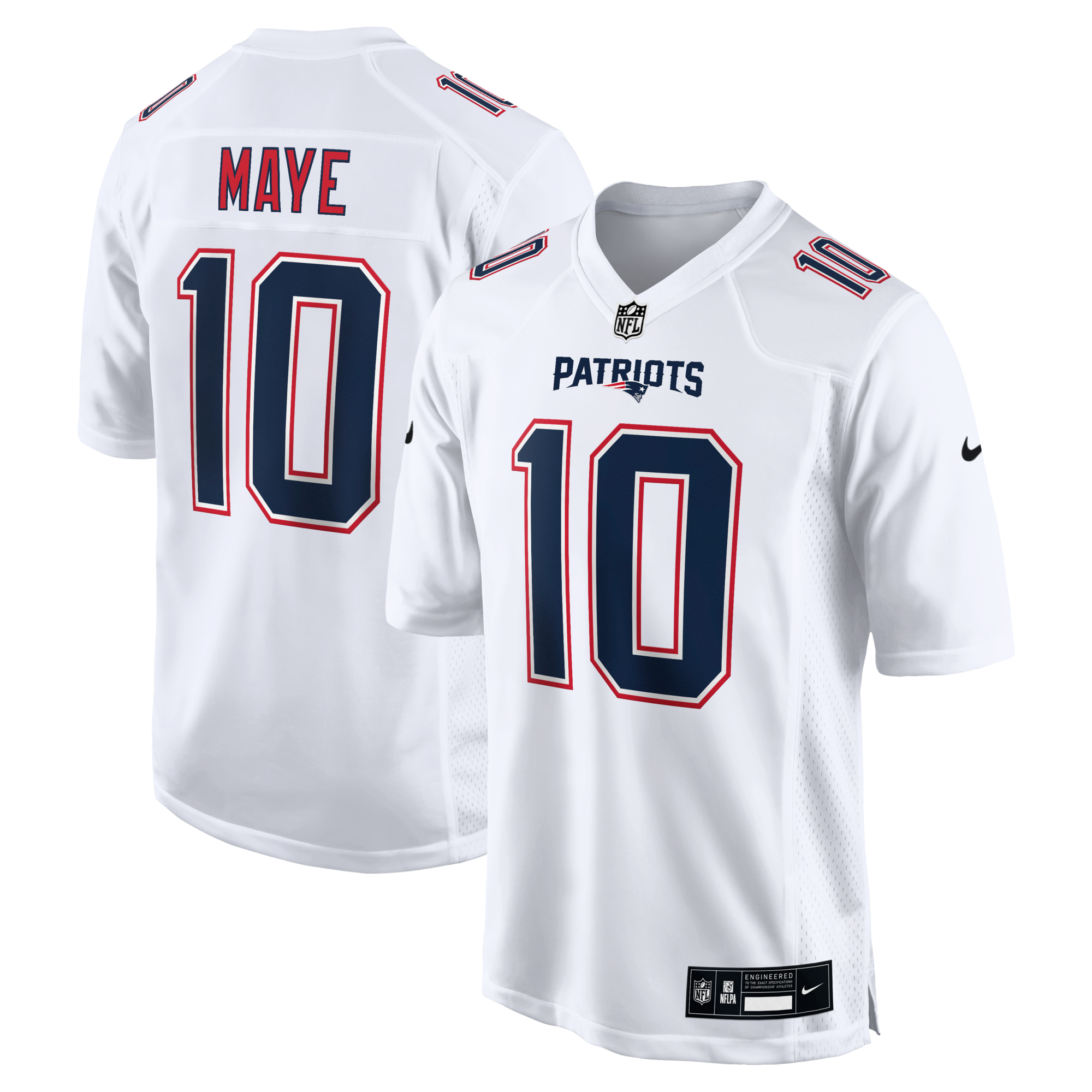 New England Patriots Drake Maye Nike Tundra White Game Jersey