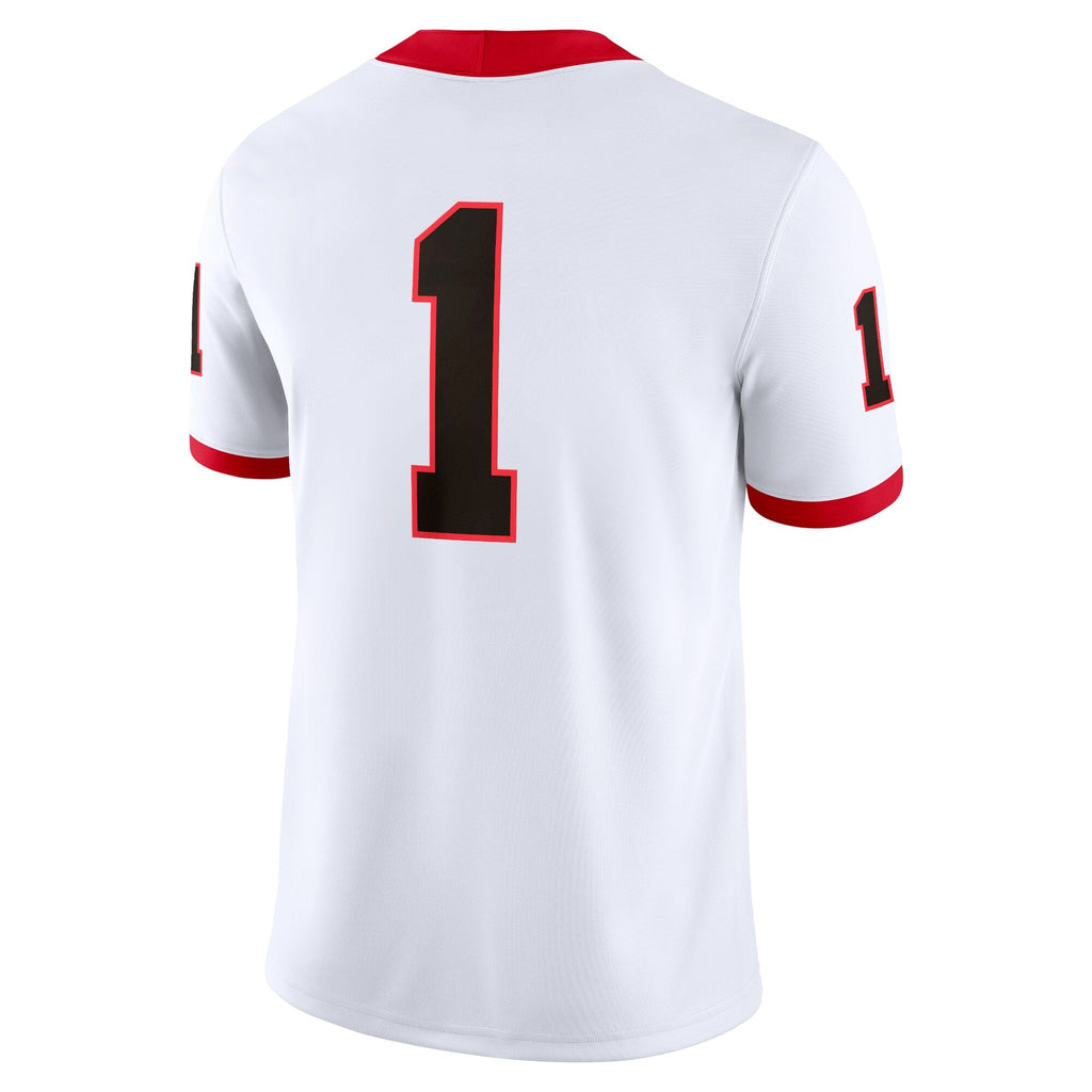 Nike #1 White Georgia Bulldogs Game Jersey