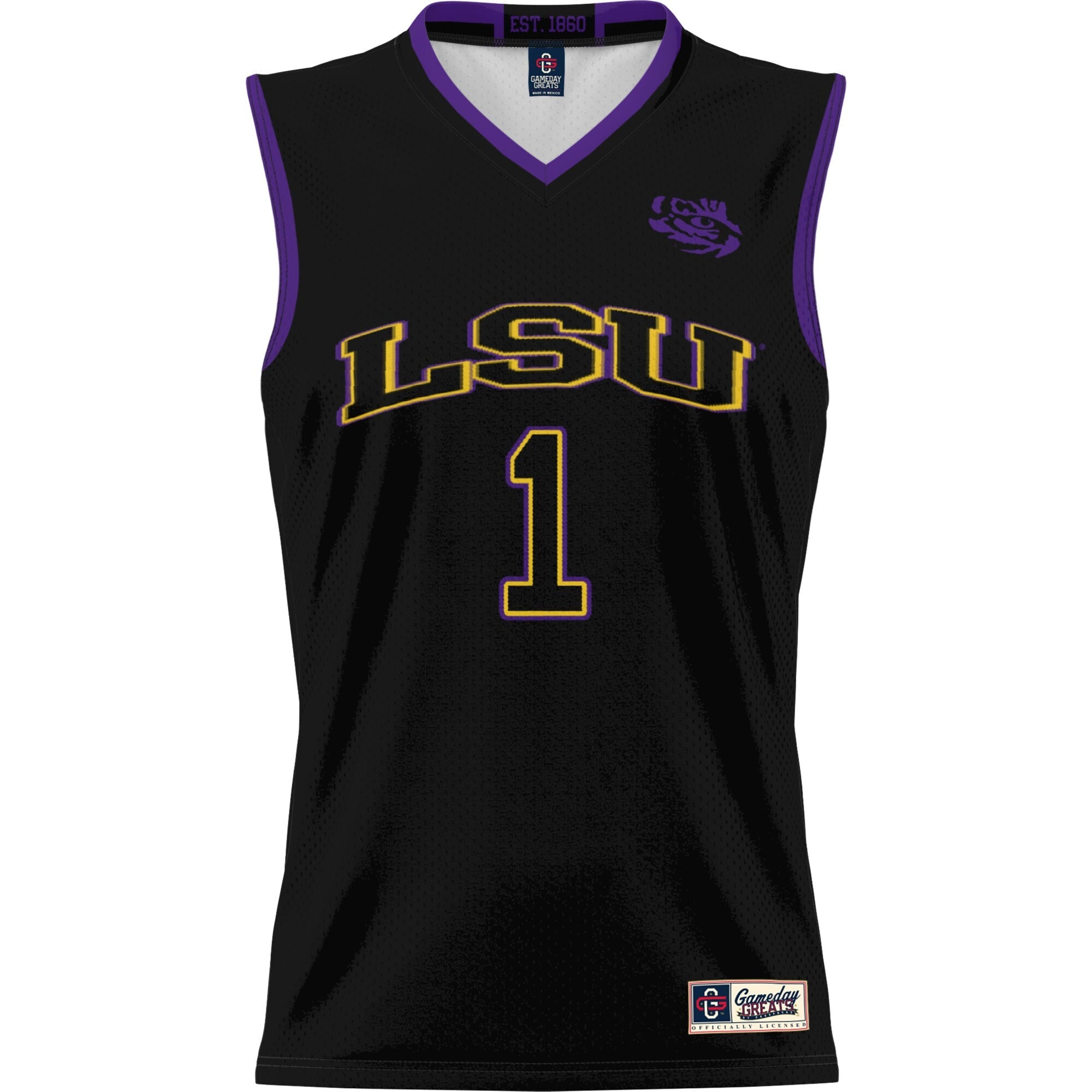 Male GameDay Greats #1 Black LSU Tigers Lightweight Basketball Jersey