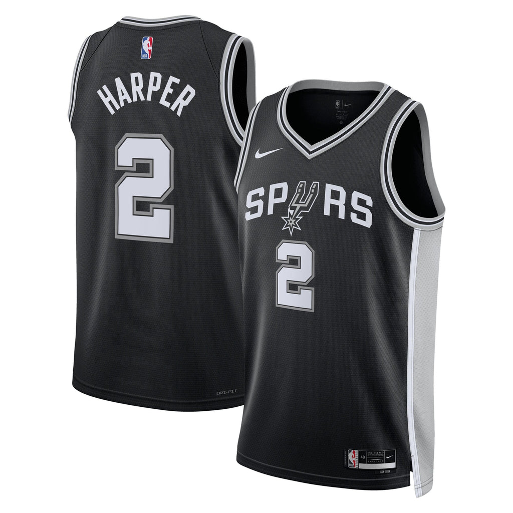 San Antonio Spurs Nike Icon Edition Swingman Jersey NBA 2025 First Round Draft Pick - Black - Dylan Harper