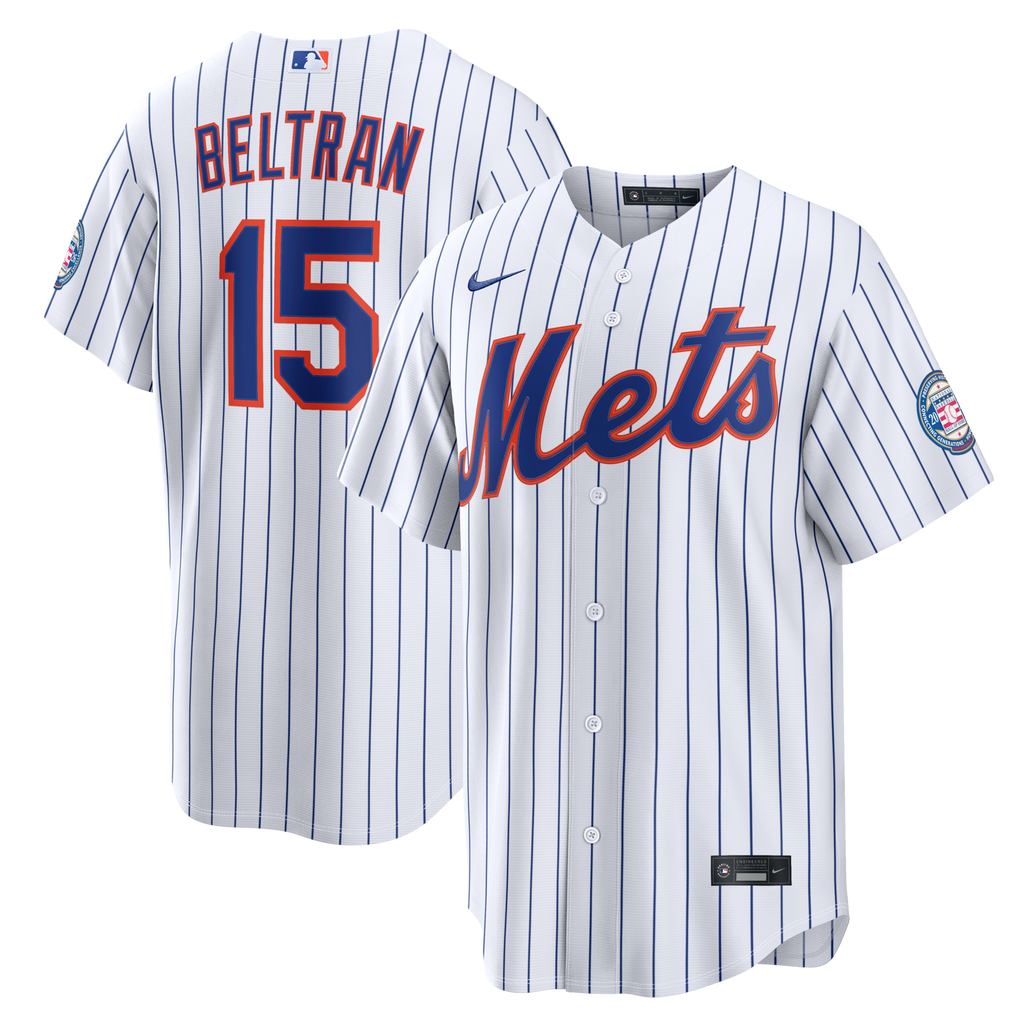 New York Mets Carlos Beltran Nike White Home Replica 2026 Hall of Fame Patch Jersey