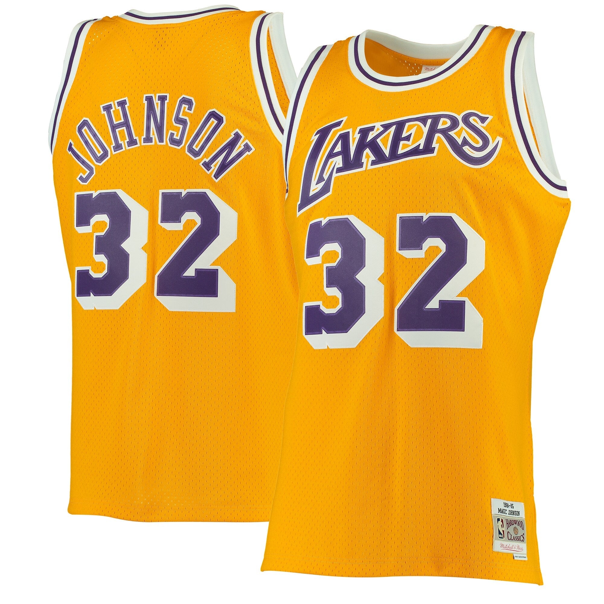 Mitchell & Ness Magic Johnson Gold Los Angeles Lakers 1984-85 Hardwood Classics Swingman Jersey