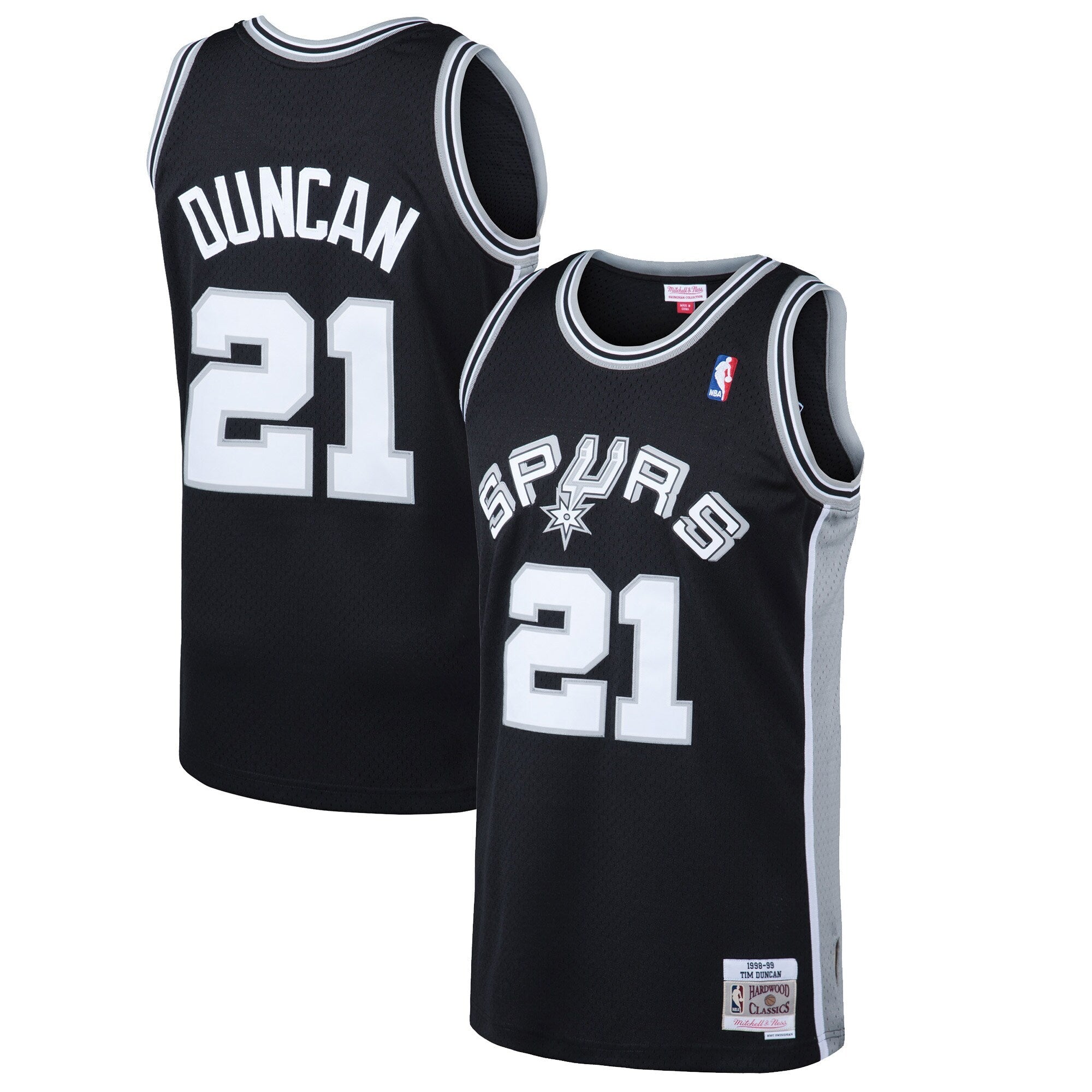 Mitchell & Ness Tim Duncan Black San Antonio Spurs 1998-99 Hardwood Classics Swingman Jersey