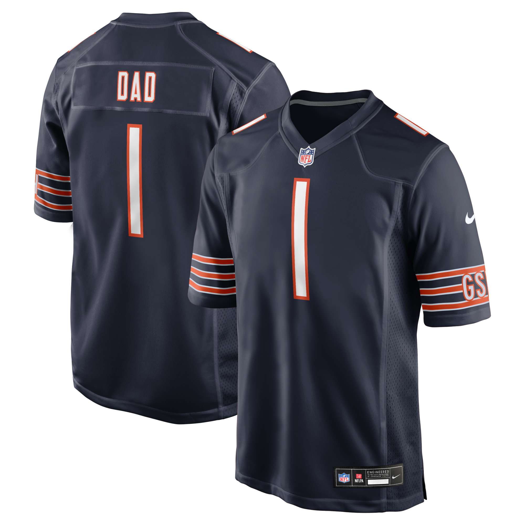 Chicago Bears Number 1 Dad Nike Navy Game Jersey