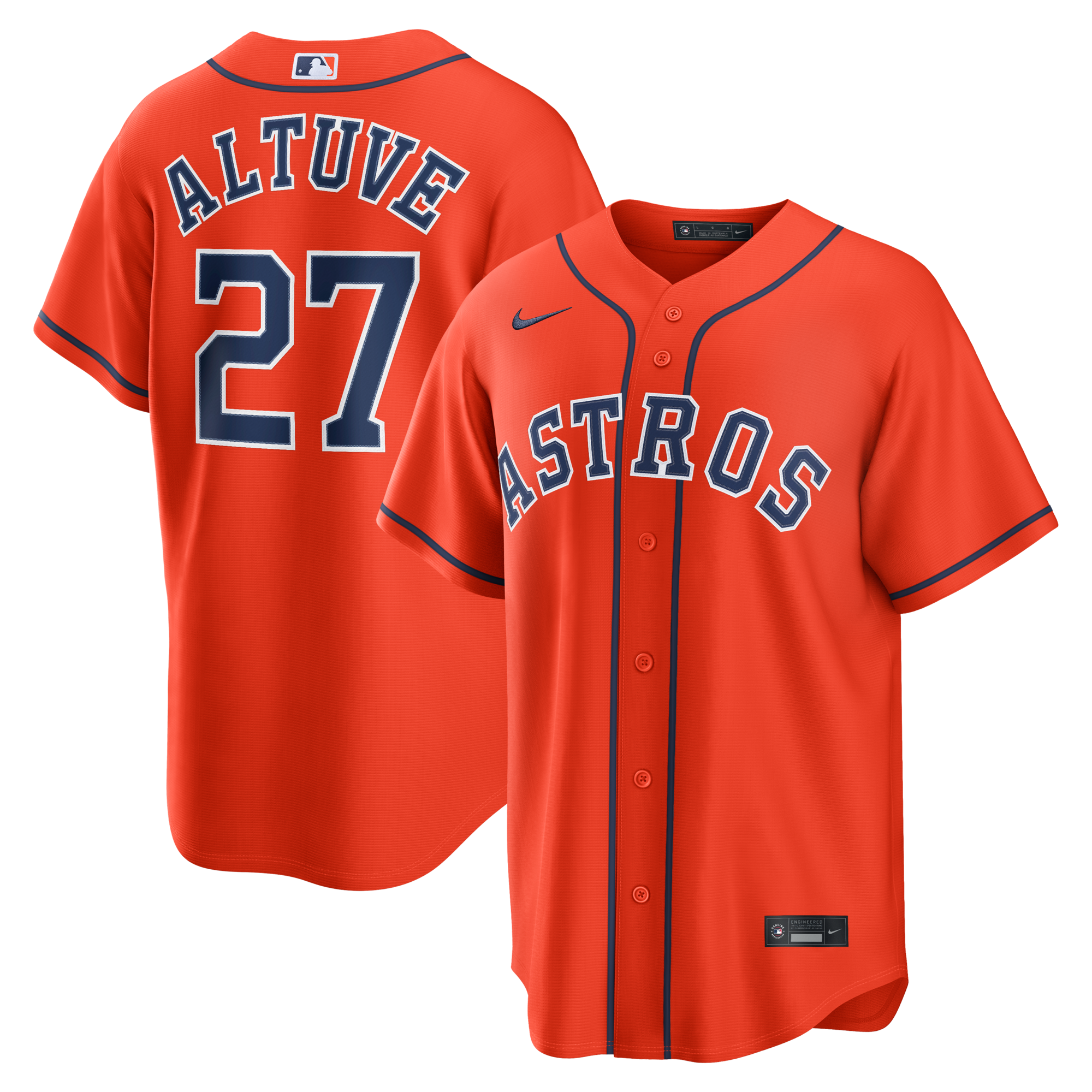 Houston Astros Jose Altuve Nike Orange Alternate Replica Jersey
