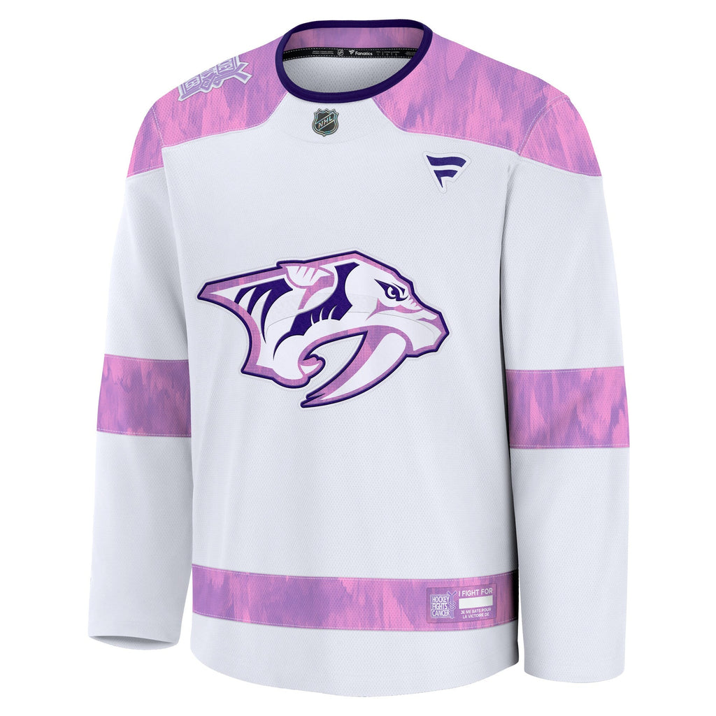 Nashville Predators Fanatics White 2024 Hockey Fights Cancer Practice Jersey