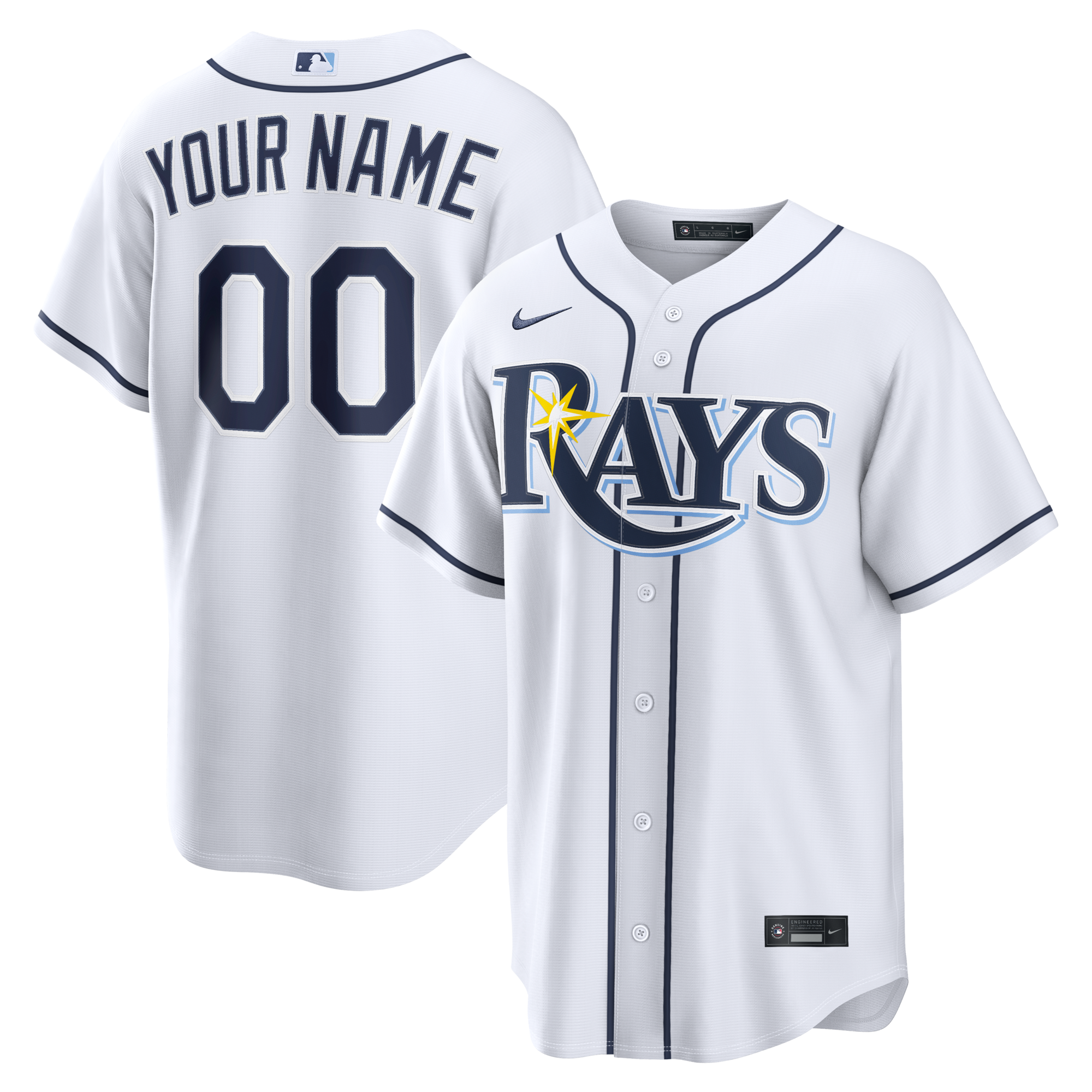 Tampa Bay Rays Nike White Home Replica Custom Jersey