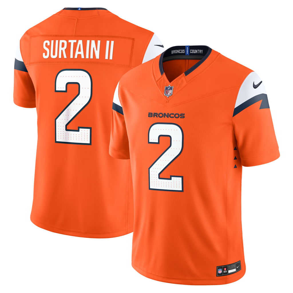Denver Broncos Patrick Surtain II Nike Orange Team Vapor F.U.S.E. Stitched Limited Jersey