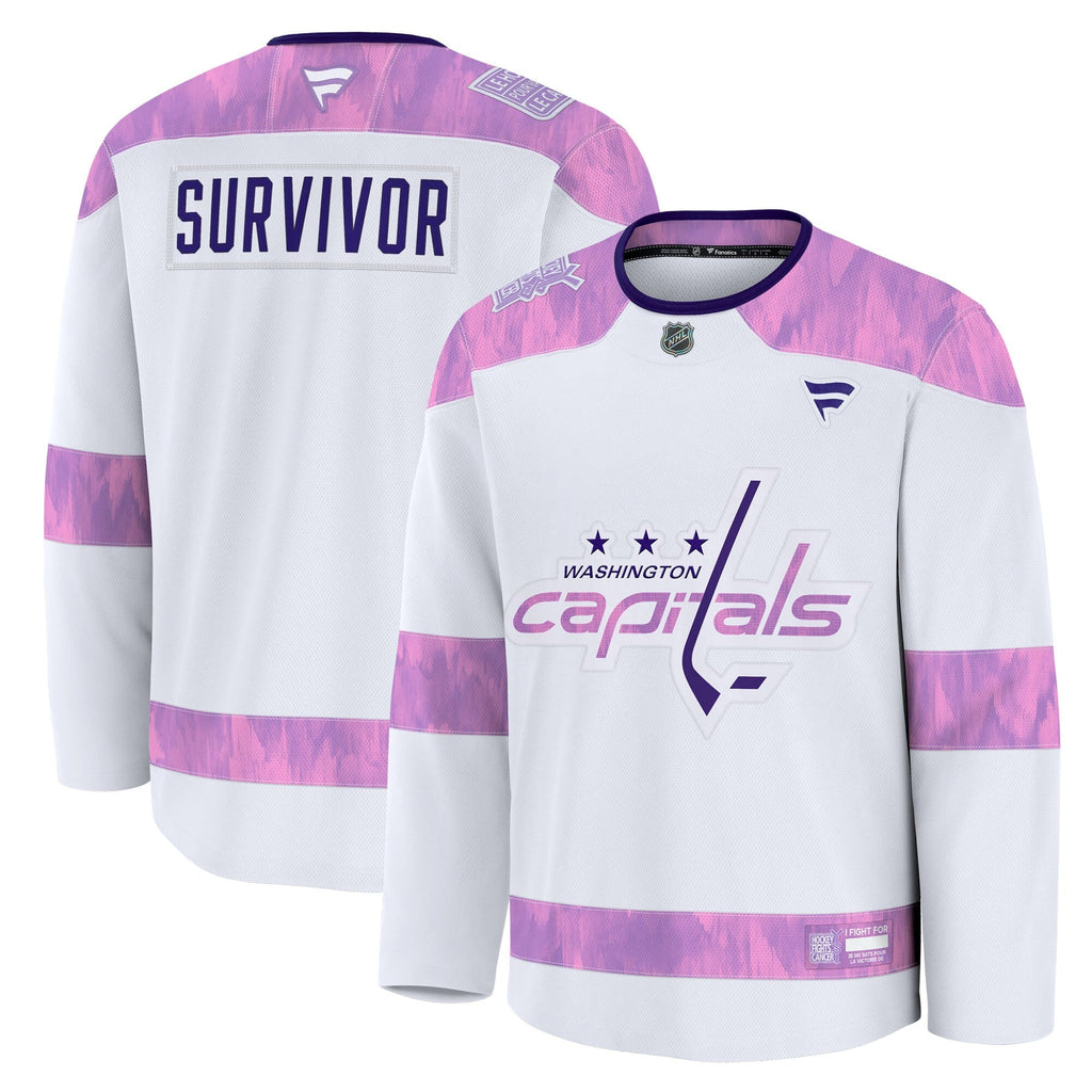 Washington Capitals Fanatics White Hockey Fights Cancer Survivor Practice Jersey