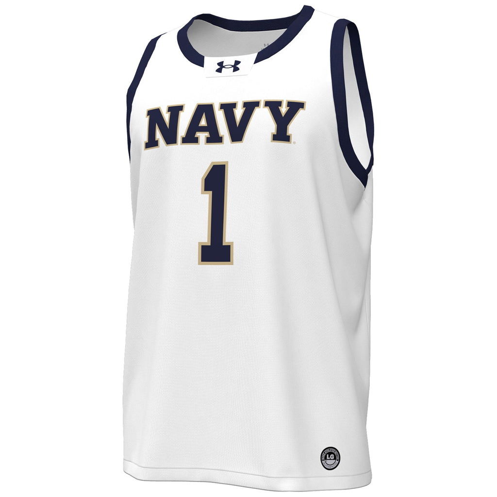 Under Armour White Navy Midshipmen #1 Replica Basketball Jersey