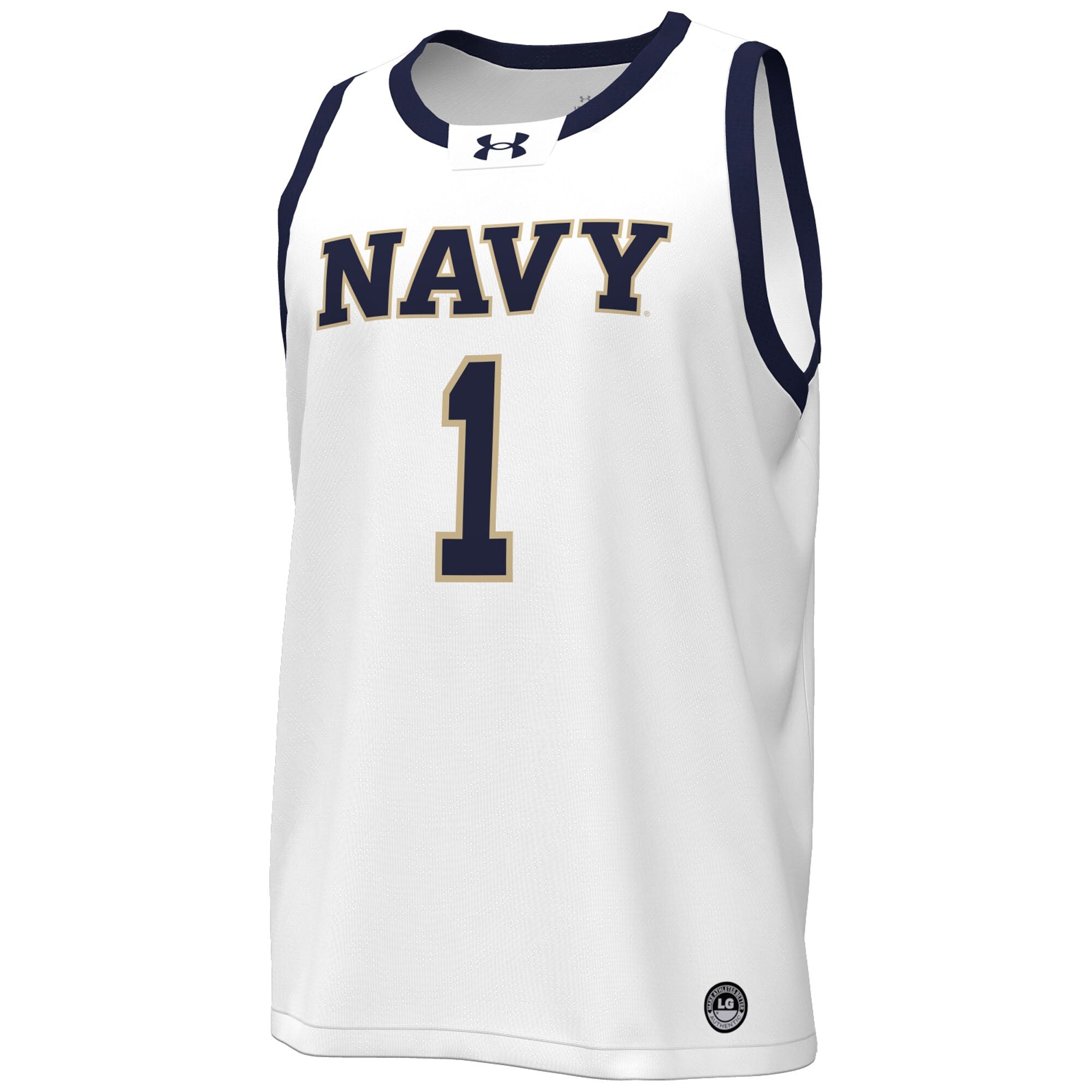 Under Armour White Navy Midshipmen #1 Replica Basketball Jersey