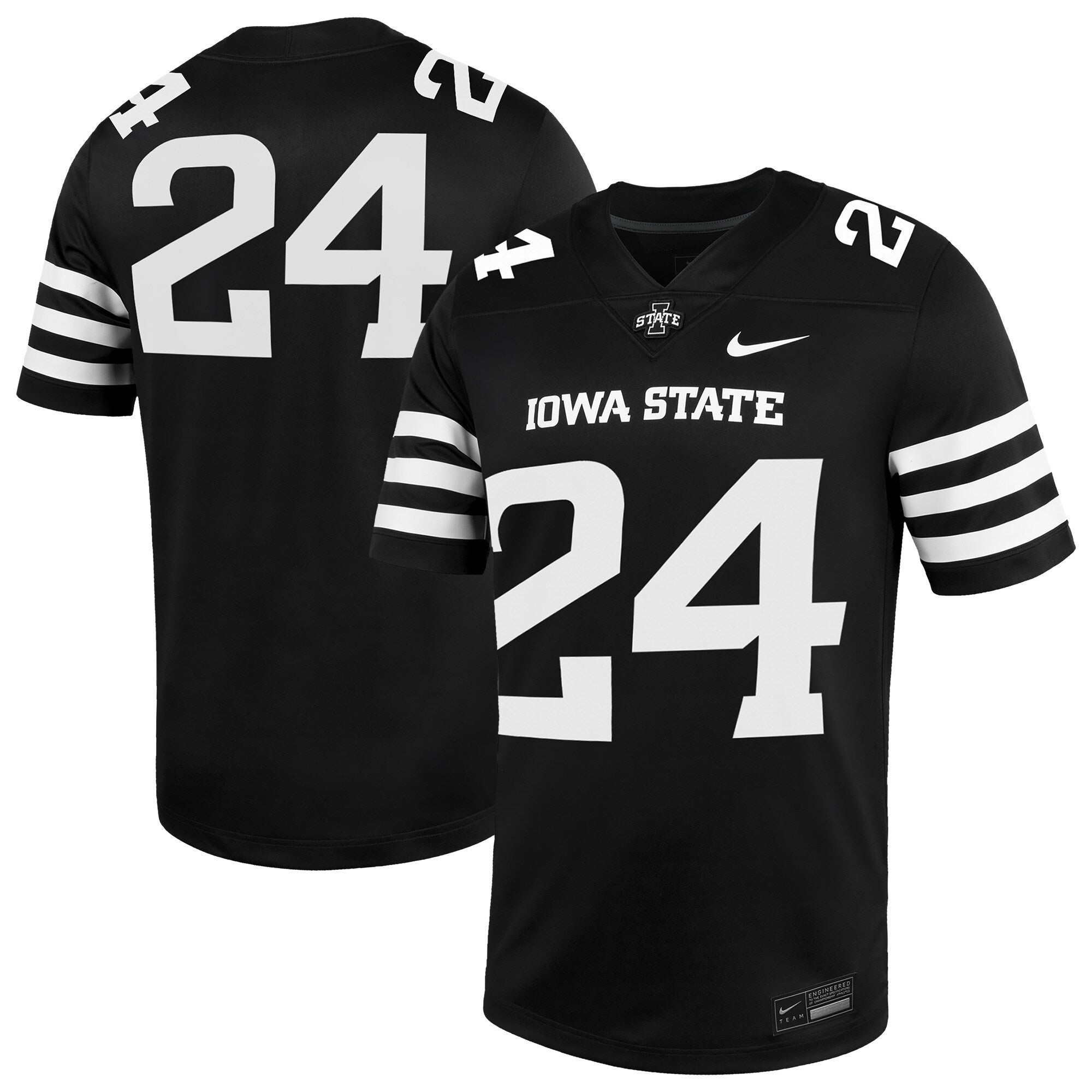 Nike #24 Black Iowa State Cyclones Alternate Game Jersey
