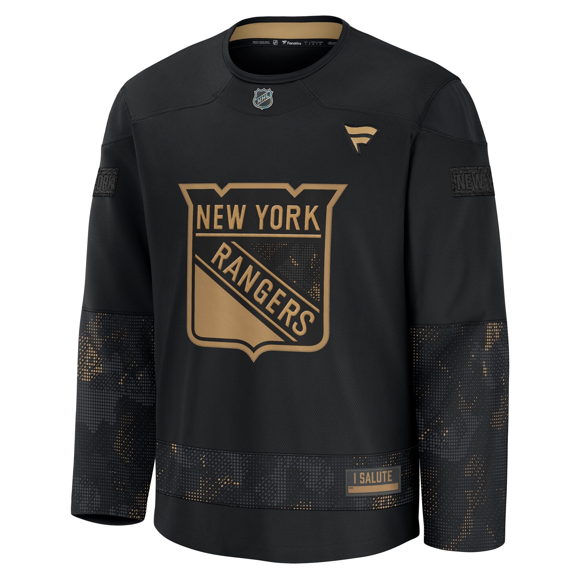 New York Rangers Fanatics Black 2024 Military Appreciation Practice Jersey