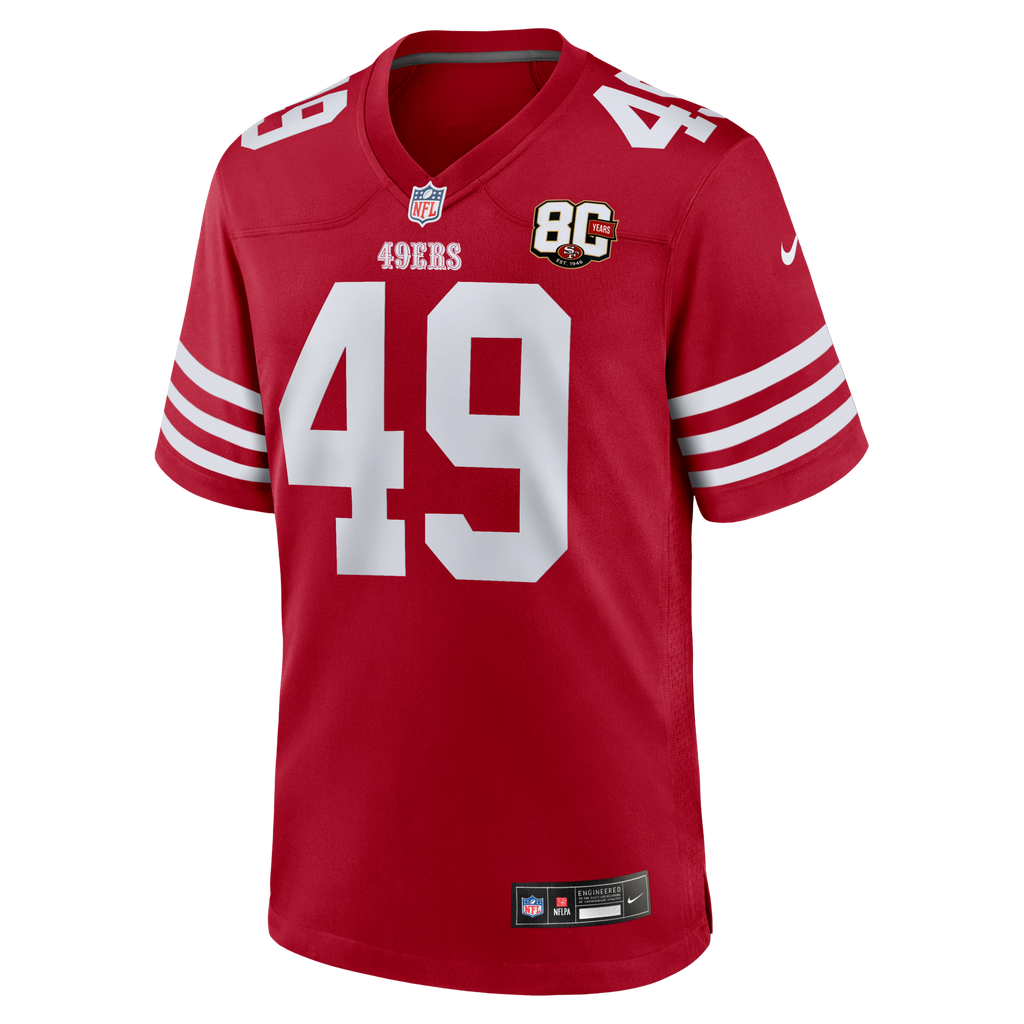 San Francisco 49ers The Faithful Nike Scarlet 80th Anniversary Game Jersey
