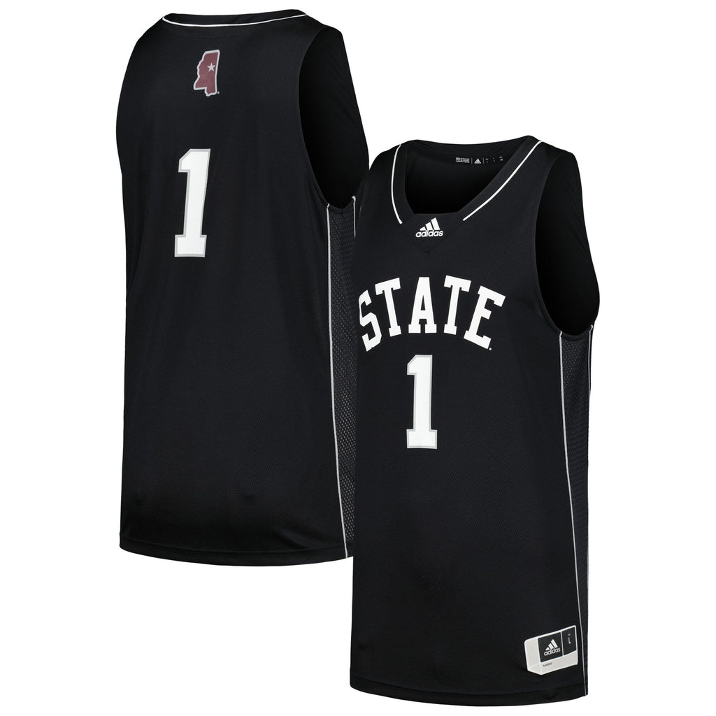 adidas #1 Black Mississippi State Bulldogs Swingman Basketball Jersey