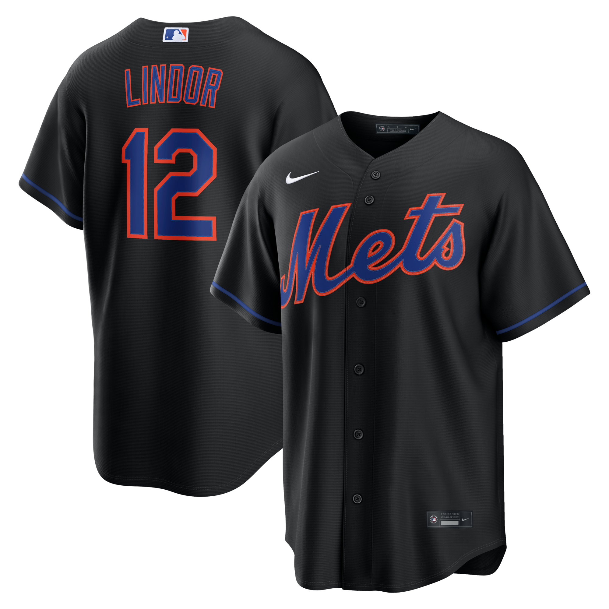 New York Mets Francisco Lindor Nike Black Alternate Replica Jersey