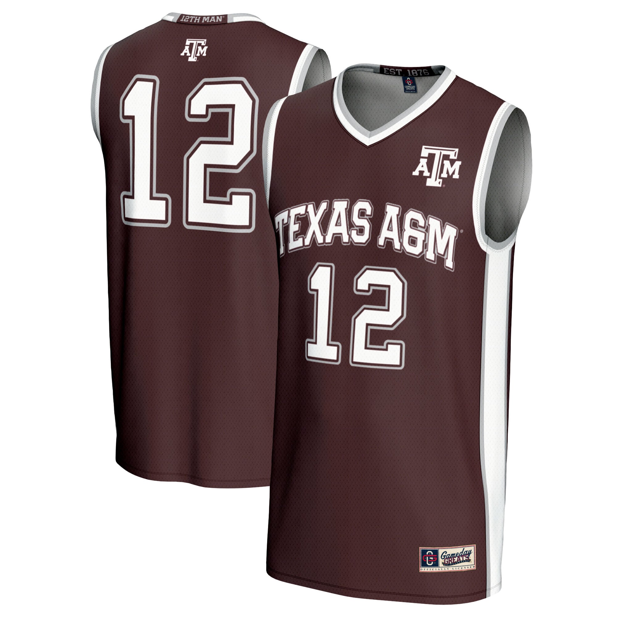GameDay Greats #12 Maroon Texas A&M Aggies Basketball Lightweight Fashion Jersey