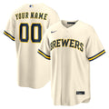 Milwaukee Brewers Nike Cream Home Replica Custom Jersey