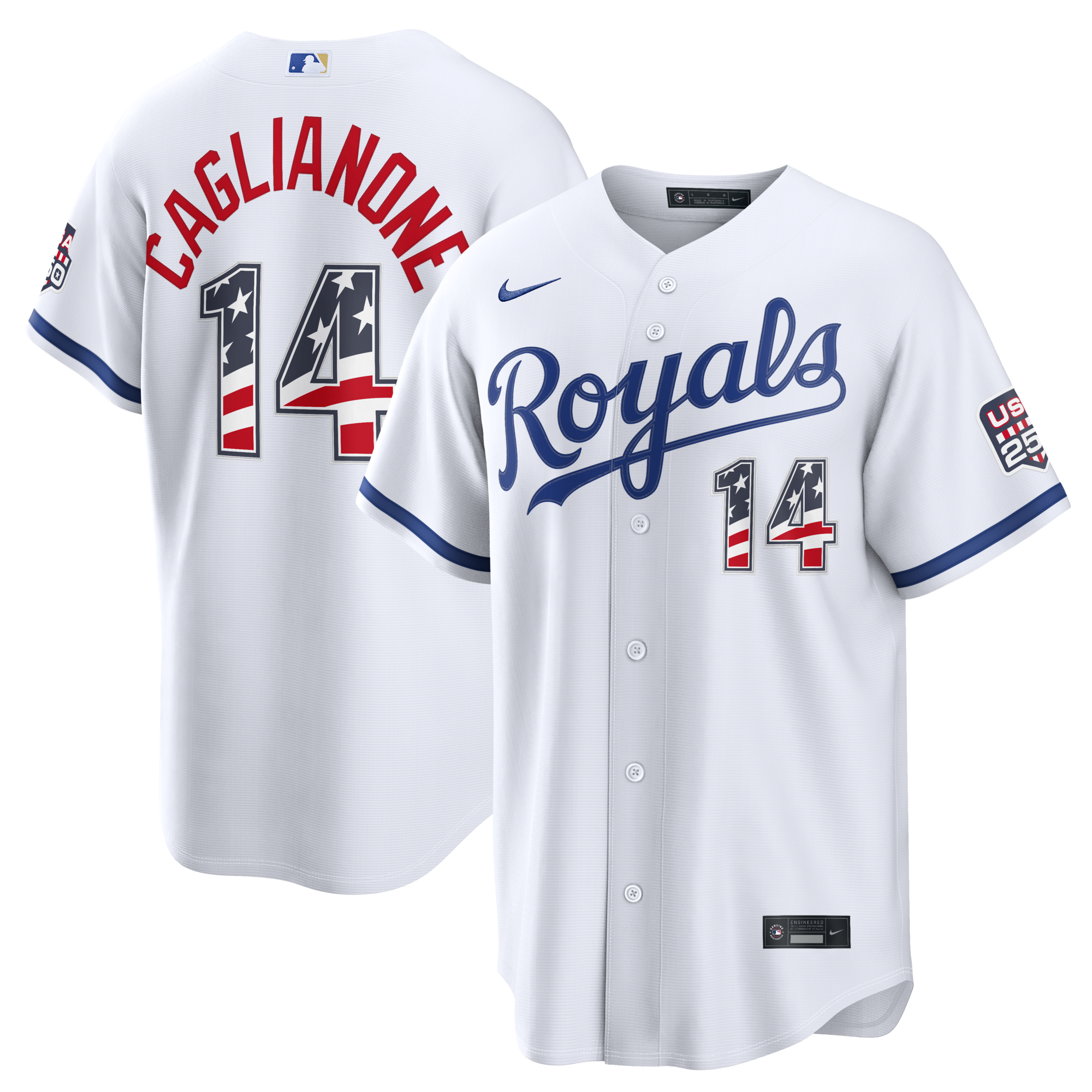 Fourth of July Kansas City Royals Jac Caglianone Nike White USA 250 Stadium Jersey