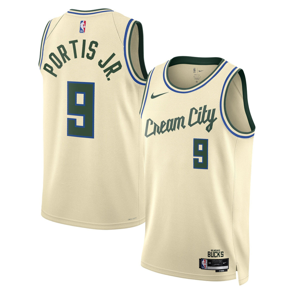 Milwaukee Bucks Nike 2025/26 City Edition Swingman Jersey - Cream - Bobby Portis