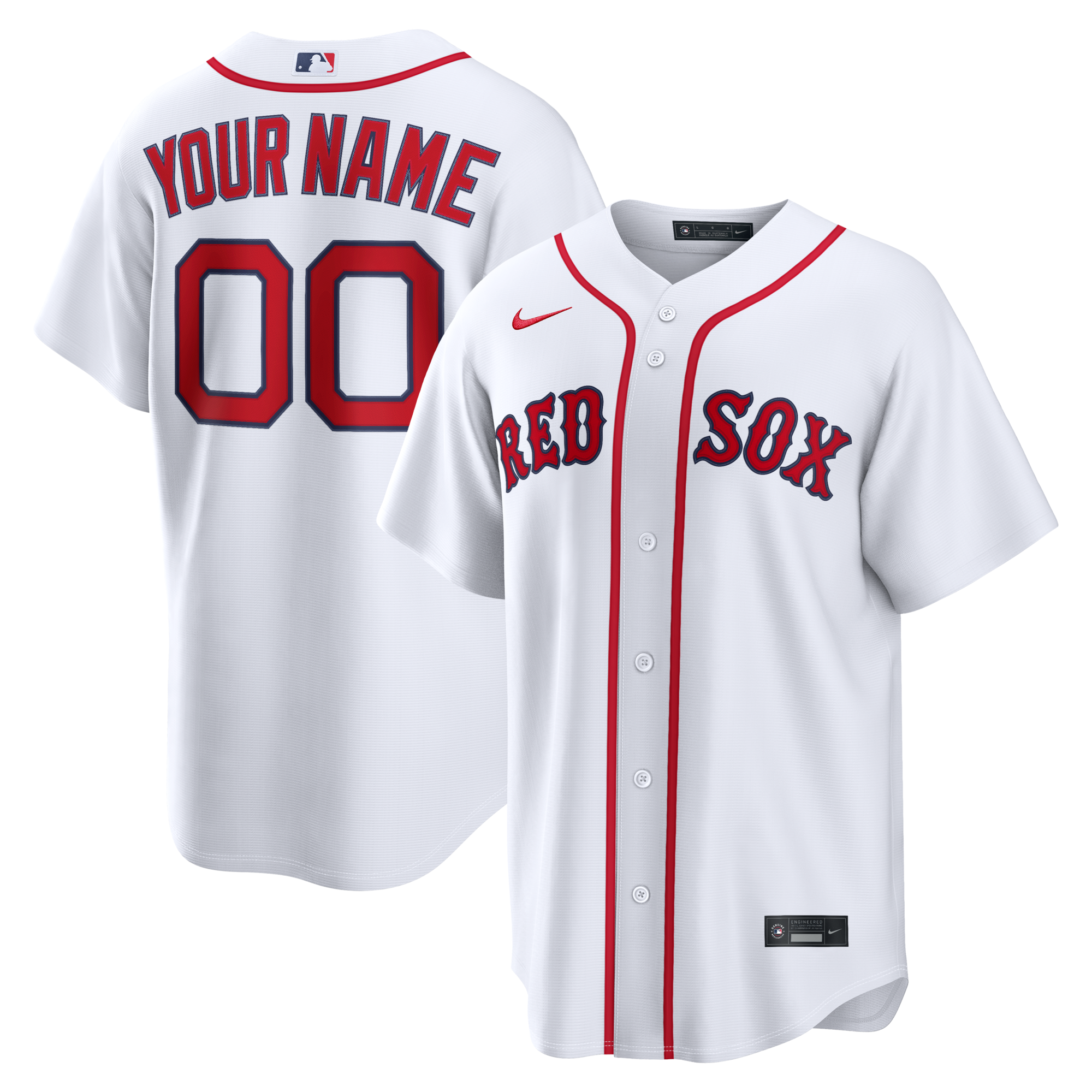 Boston Red Sox Nike White Home Replica Custom Jersey