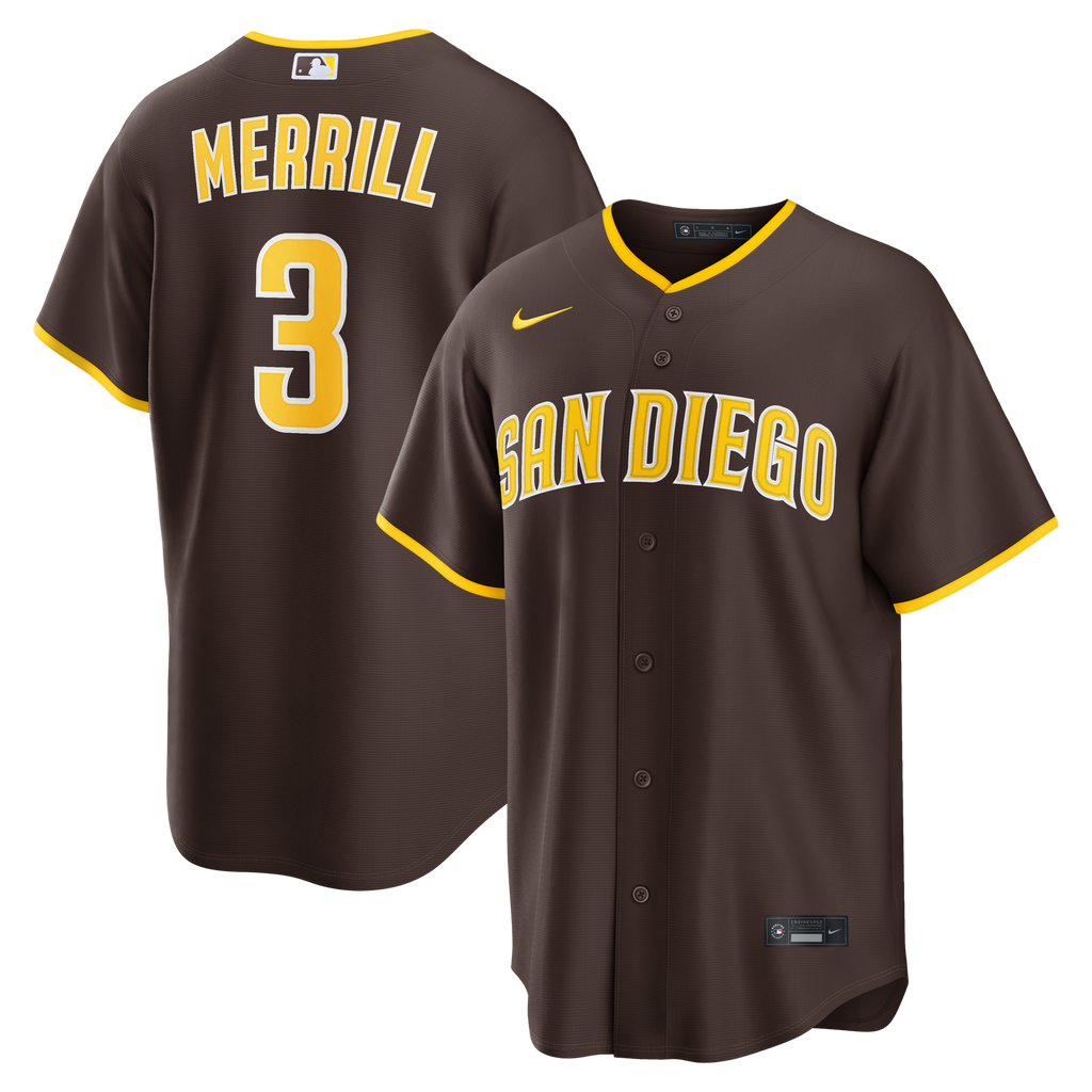 San Diego Padres Jackson Merrill Nike Brown Road Replica Jersey