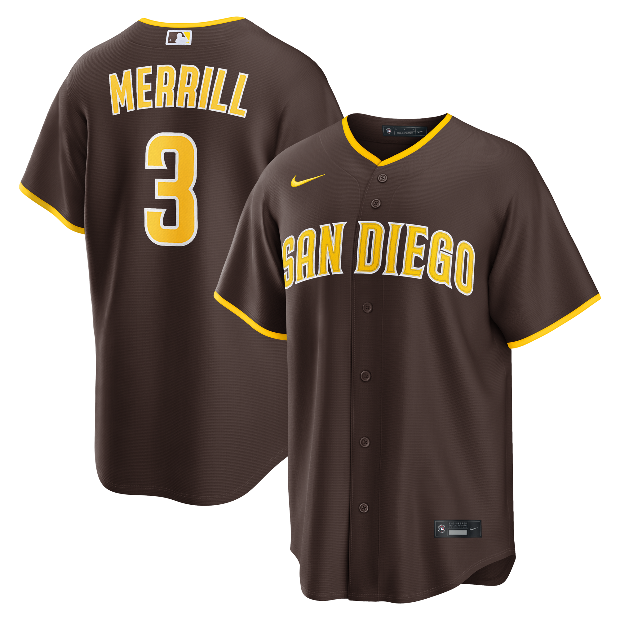 San Diego Padres Jackson Merrill Nike Brown Road Replica Jersey