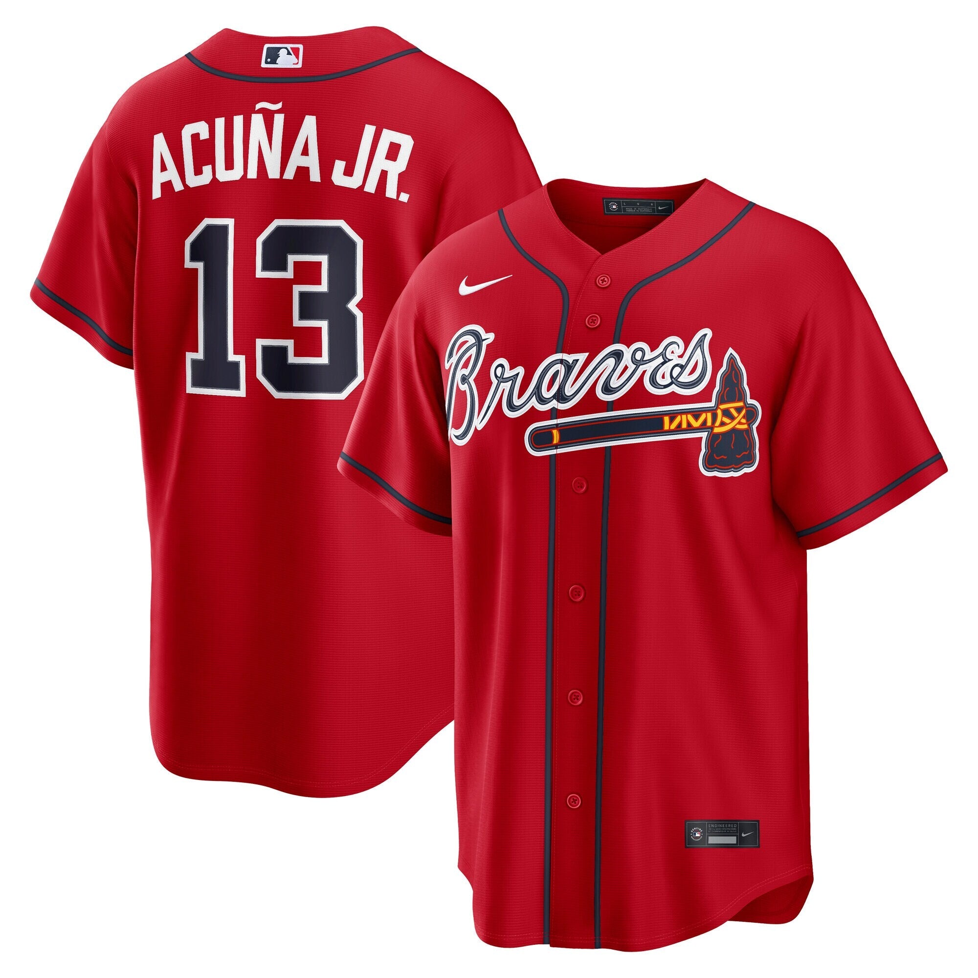 Atlanta Braves Ronald Acuña Jr. Nike Red Alternate 2 Replica Jersey